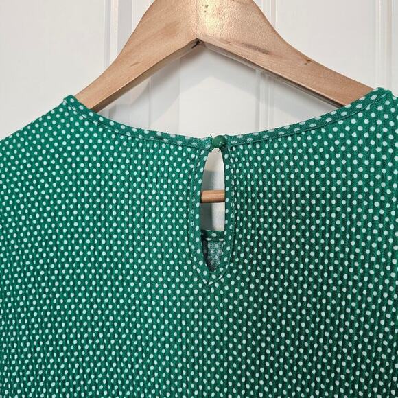 Adrianna Papell Blouse Womens Size Medium Green Polka Dot Ruffle Sleeve Classic - Picture 8 of 10